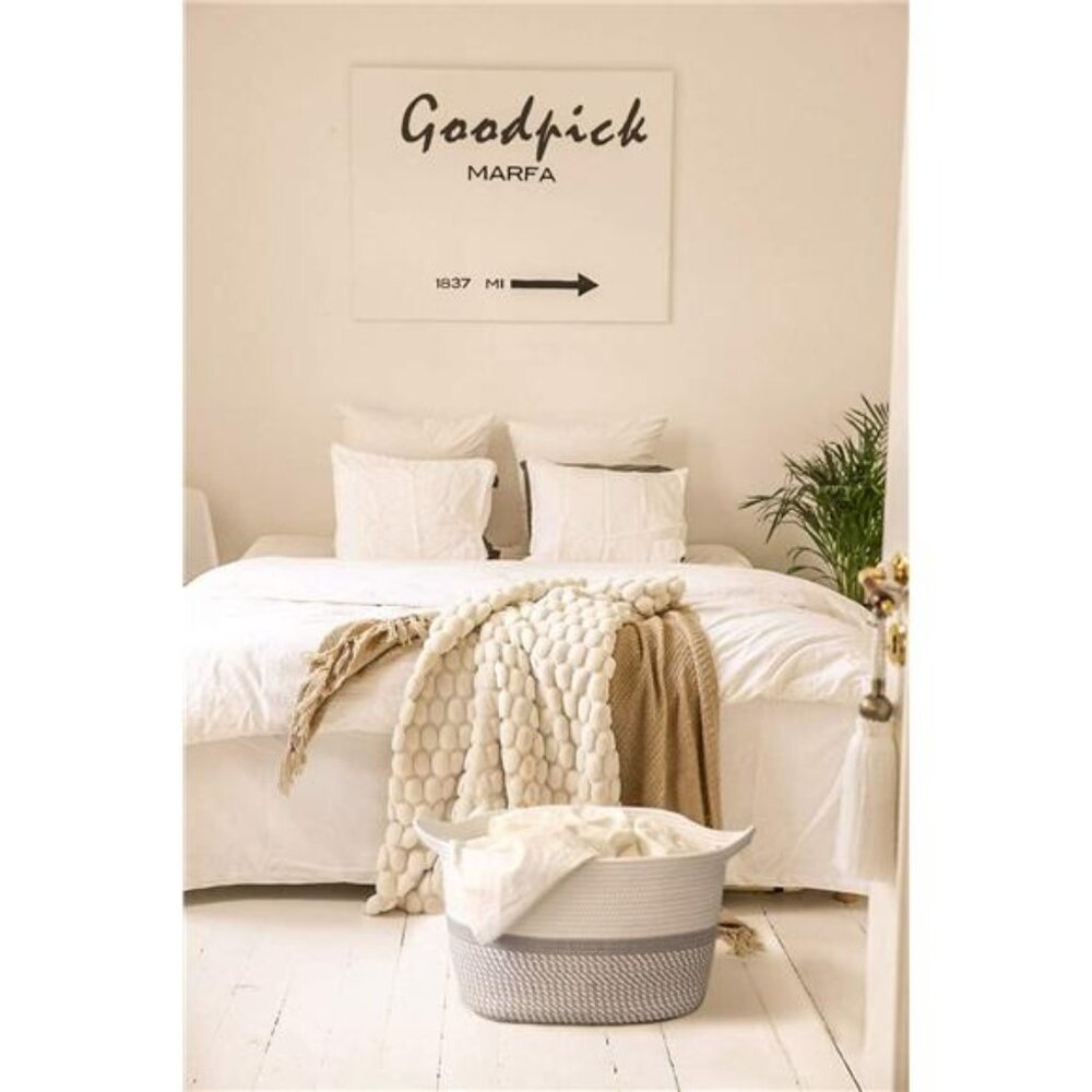 Square Cotton Rope Woven Basket with Handles For Books, Magazines, Toys Basket - Picture 7 of 8